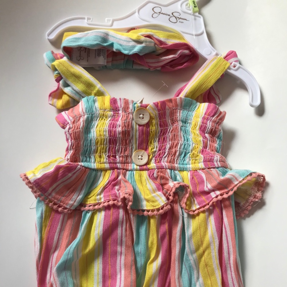 Nwt Jessica Simpson baby girls stripe romper set